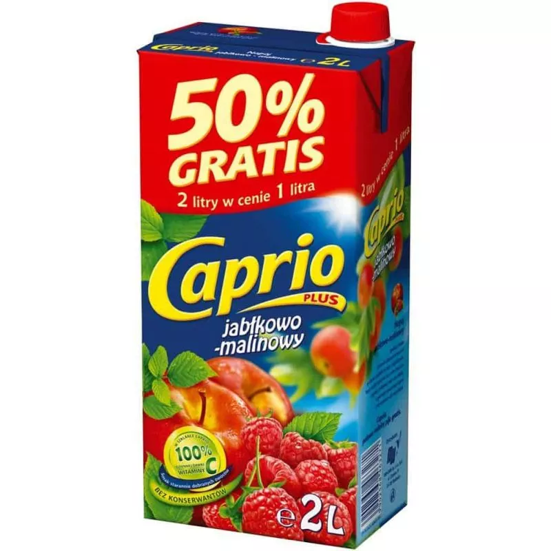 Bebida CAPRIO manzana frambuesa 2L MASPEX