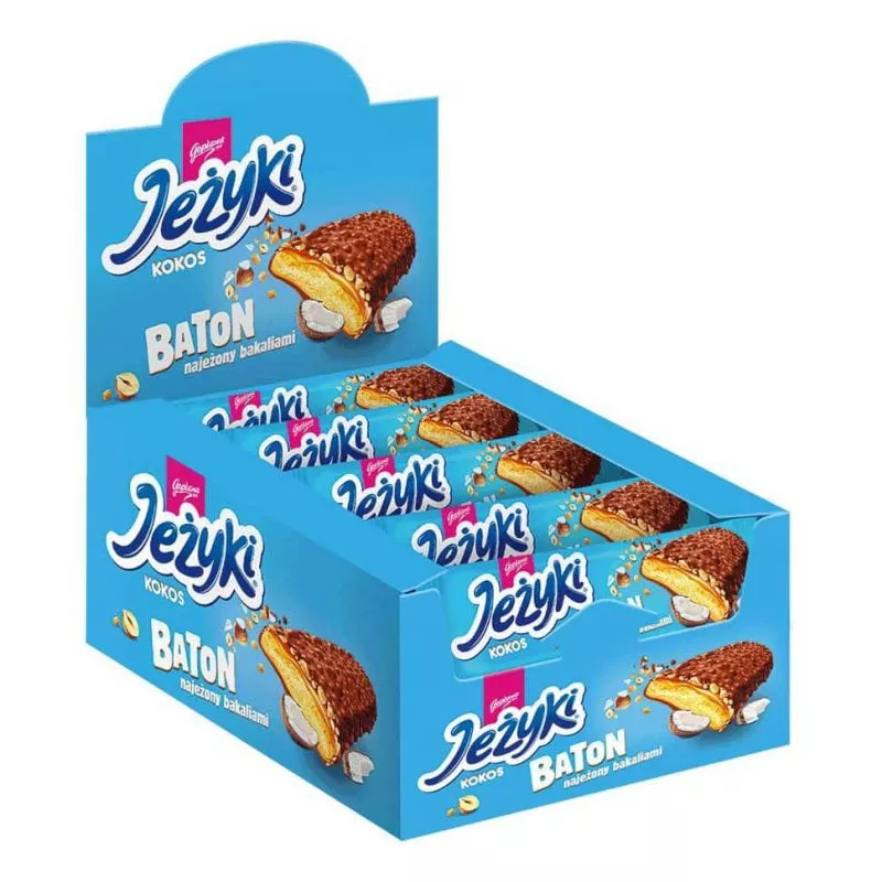 Galletas JEZYKI bañado en chocolate con copos de coco 30g GORPLANA