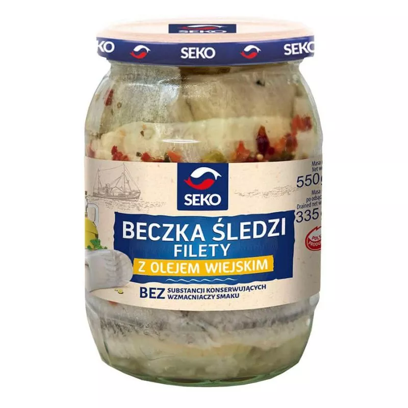 Sledzi filety z olejem wiejskim 550g SEKO