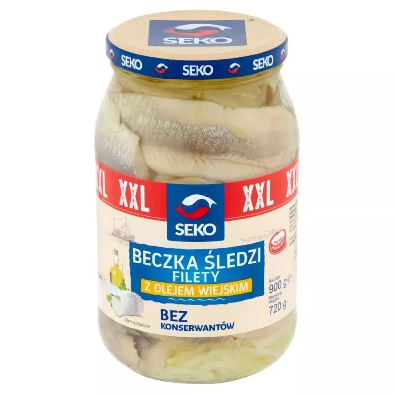 Sledzi filety z olejem wiejskim 800g SEKO