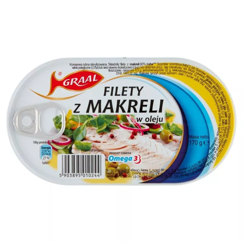 Filety z makreli w oleju roslinnym 170gr GRAAL