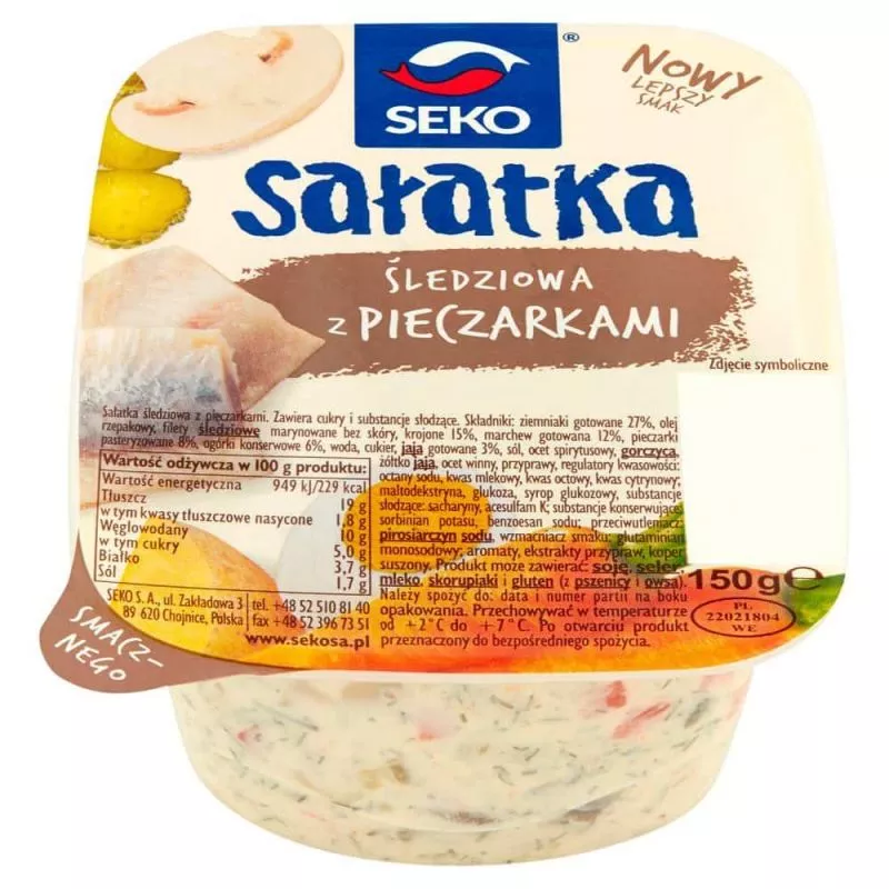 Salatka warzywna ze sledziem i pieczarkami 150g SEKO