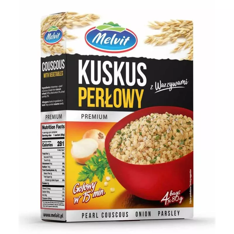 Kuskus perlowy z warzywami 4x80g MELVIT