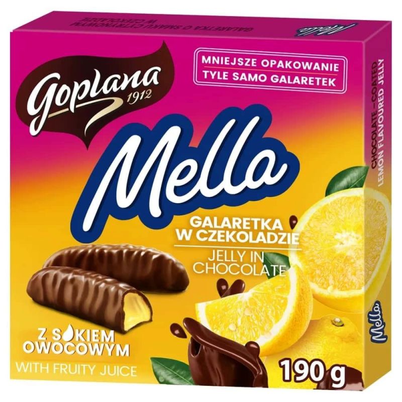 Bombones de jalea sabor limon en chocolate190gr MELLA