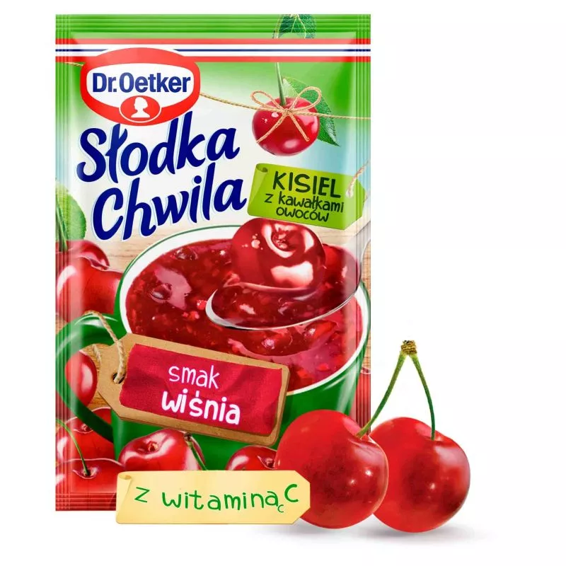 Kisiel z kawalkami owocow smak wisniowy 31.5g Dr.Oetker