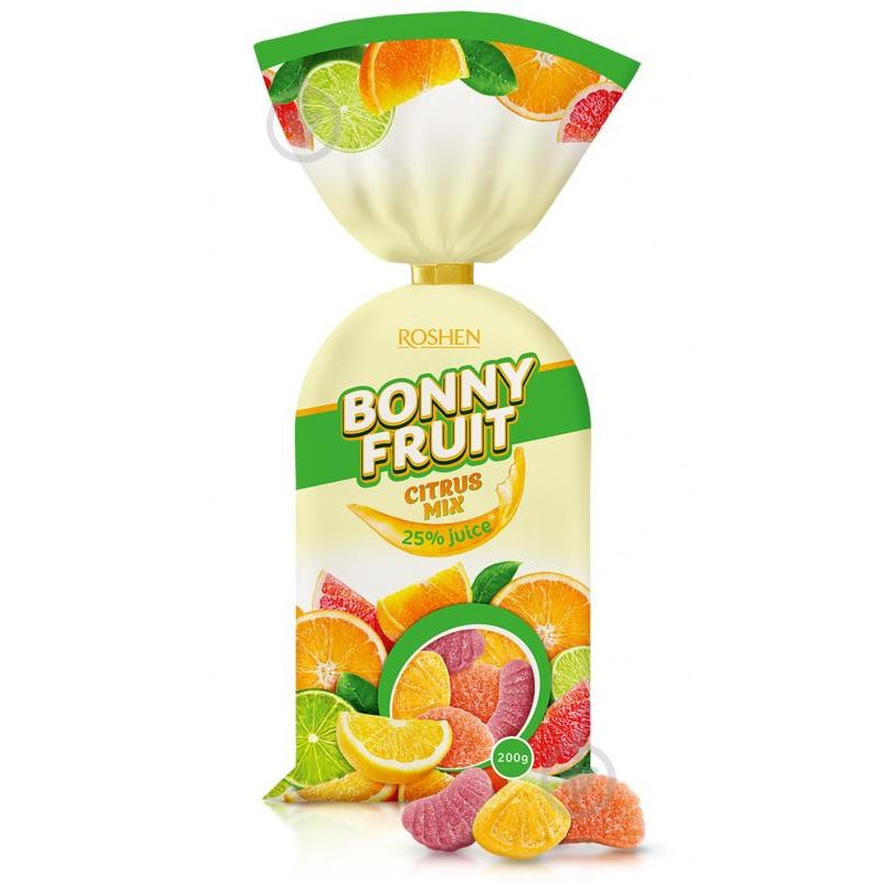 Caramelo de gelatina BONNY-FRUIT sabor de citricos 200g ROSHEN