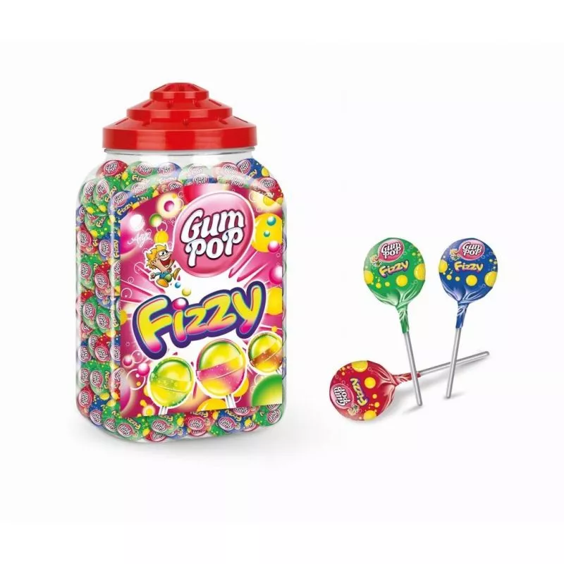 Piruletas rellenas de chicle GUM POP FIZZY 18g ARGO