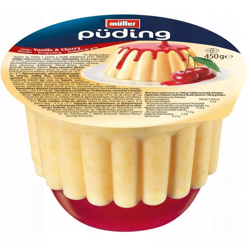 Pudding deser waniliowy z sosem wisniowym 450gr MULLER