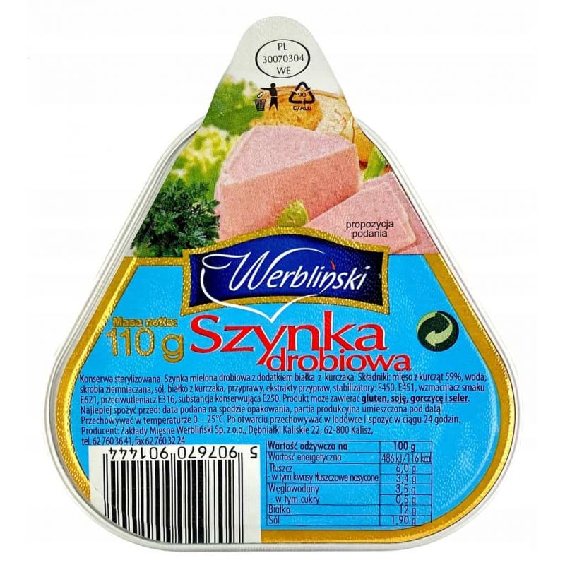 Conserva de pollo SZYNKA DROBIOWA 110g WERBLINSKI