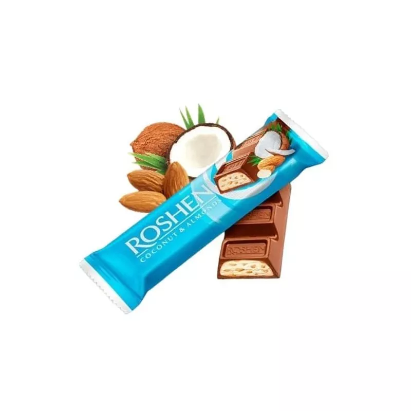 Barra de chocolate reeno con migdal y coco 29g ROSHEN