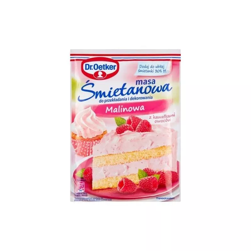 Masa smietanowa malinowa z kawalkami owocow 86g Dr.Oetker