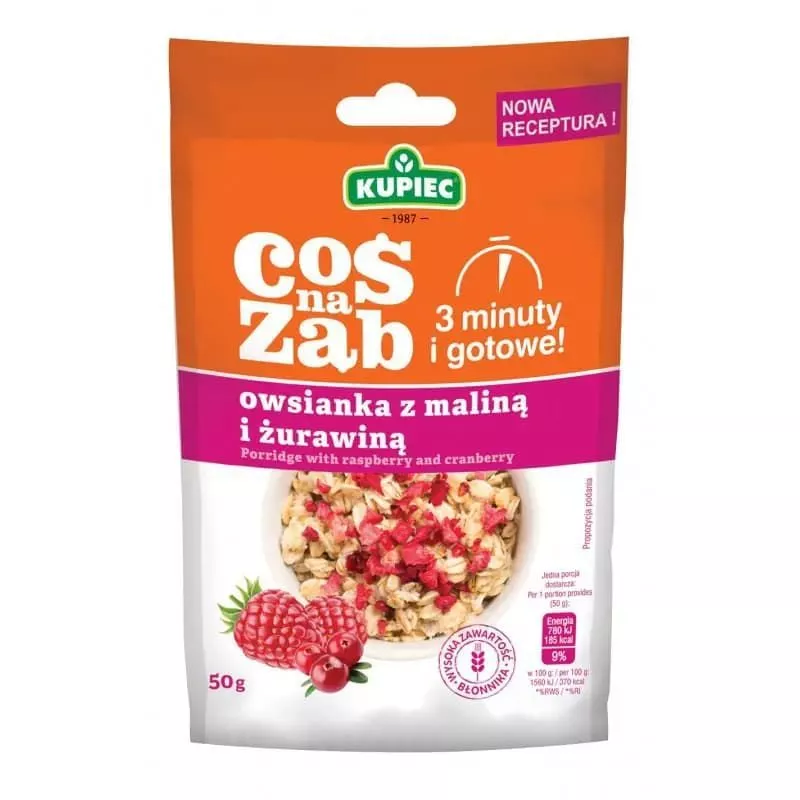 Papilla de avena con frambuesa-arandano agrio 50g KUPIEC