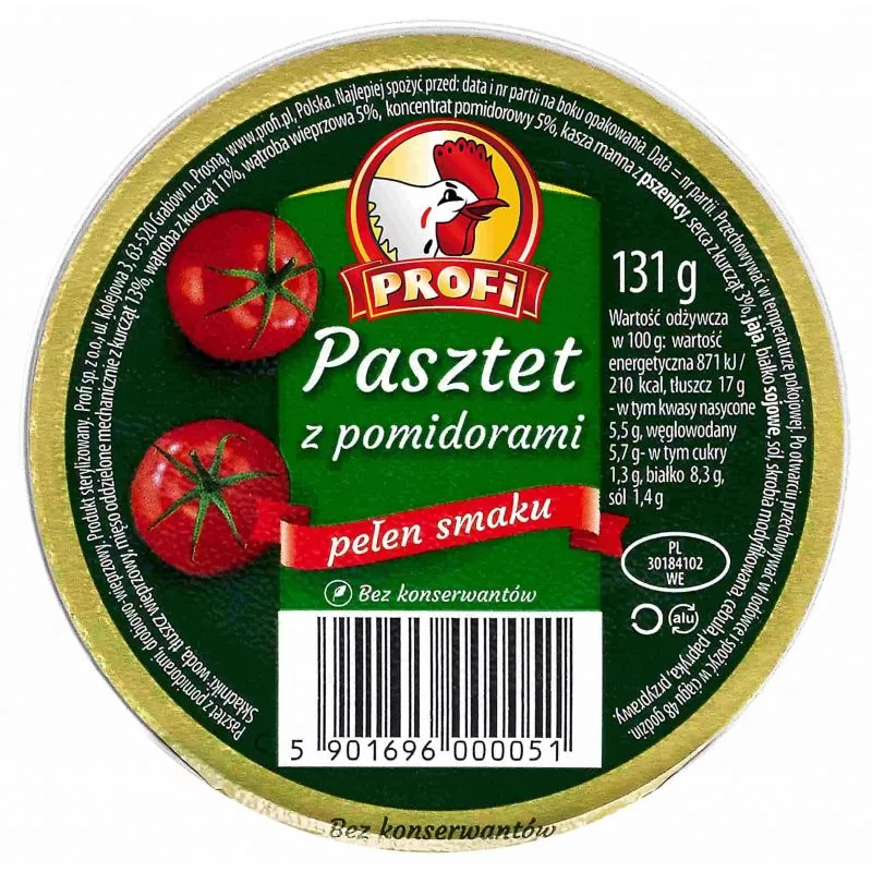 Pasztet z drobiem i pomidorami 131g PROFI