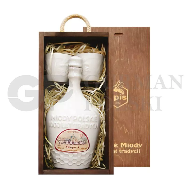 Aguardiente de miel DOMINIKANSKI con 2 vasos 16% alc 0.5L APIS