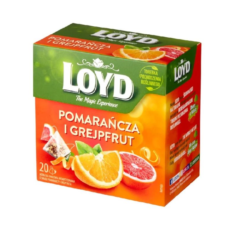 Herbata exp.pomarancza grejpfrut piramidki 2g x20 LOYD