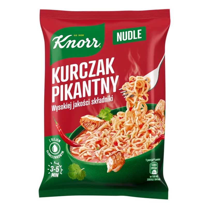 Sopa nudle con sabor de pollo picante 63g KNORR