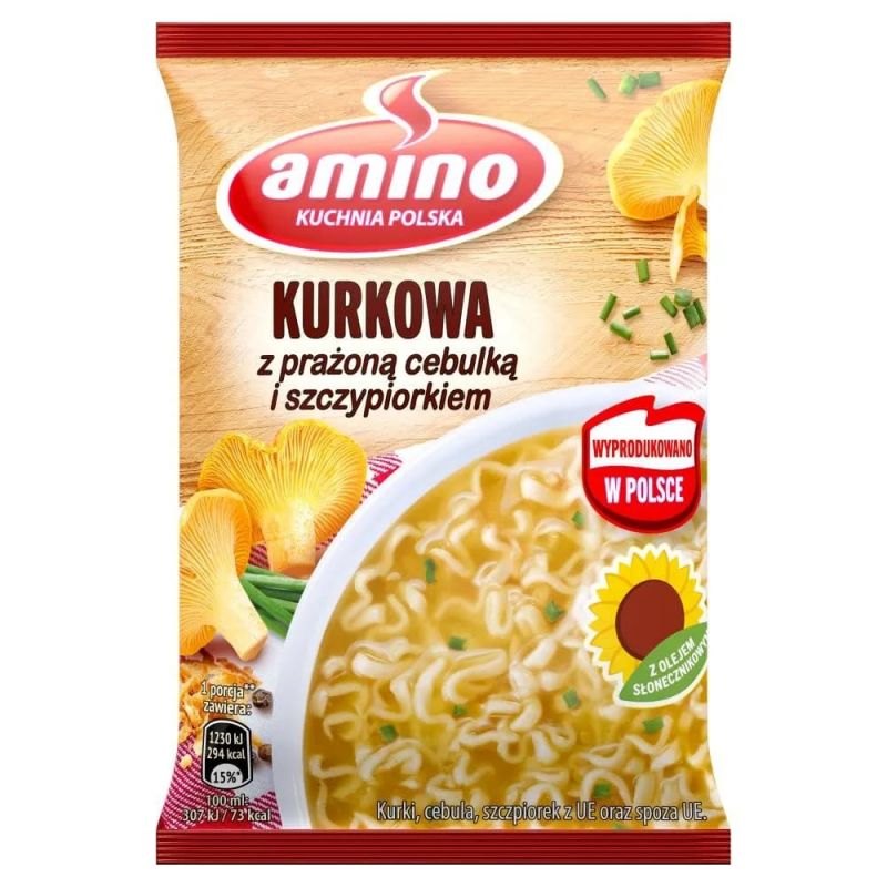 Sopa de rebozuelos con cebolla asada y cebollino 61g AMINO