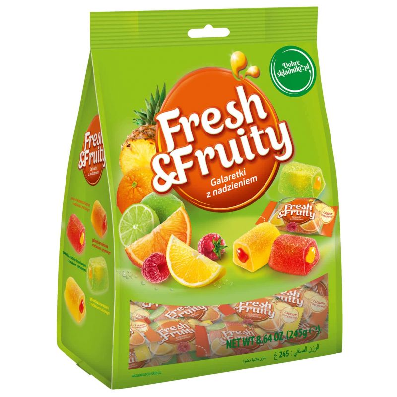 Caramelos de gelatina FRESH FRUTY 245g WAWEL