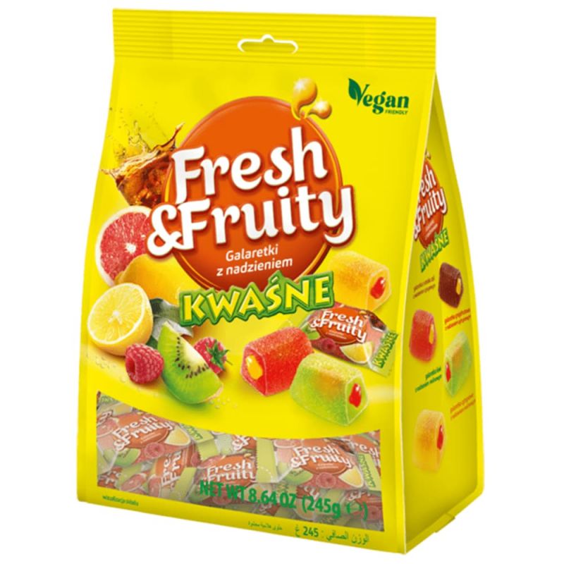 Caramelos acidos de gelatina FRESH FRUTY 245g WAWEL