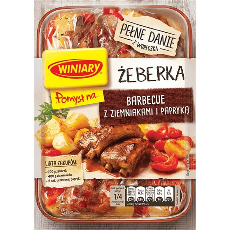 Pomysl na zeberka w sosie BBQ ziemniaki papryka 42g WINIARY