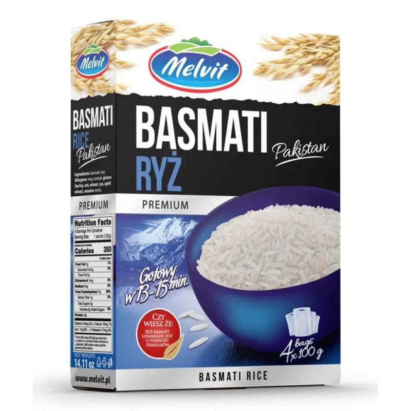 Arroz BASMATI 4 x100gr MELVIT