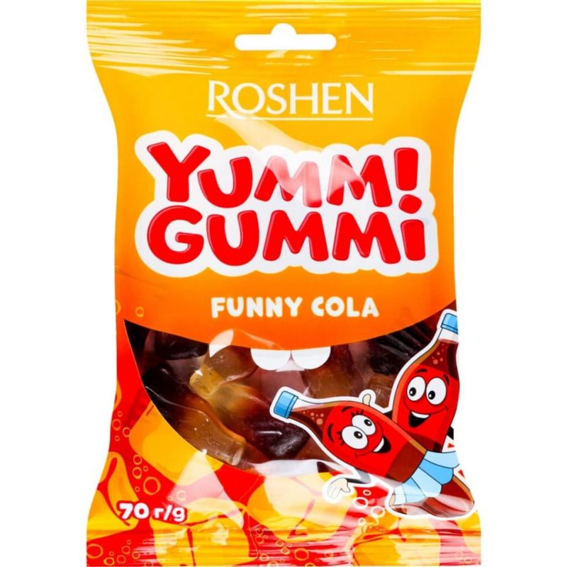 Caramelo de gelatina YUMMI GUMMI sabor de cola 70gr ROSHEN