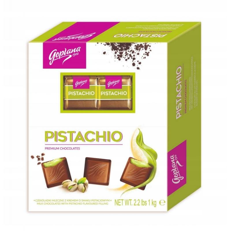 Bombones de leche con crema de pistacho 1kg GOPLANA