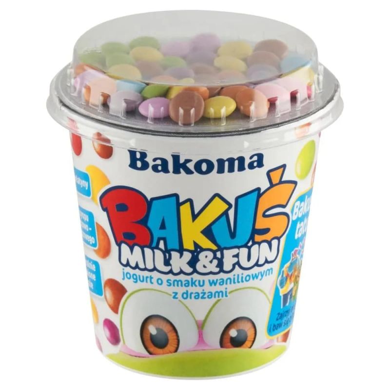 Requeson BAKUS MILK sabor de vainilla con grageas 135g BAKOMA