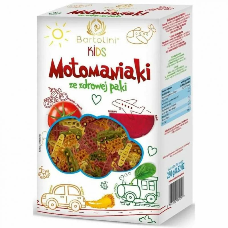 Makaron KIDS MOTOMANIAKI 5 smakow 250g BARTOLINI