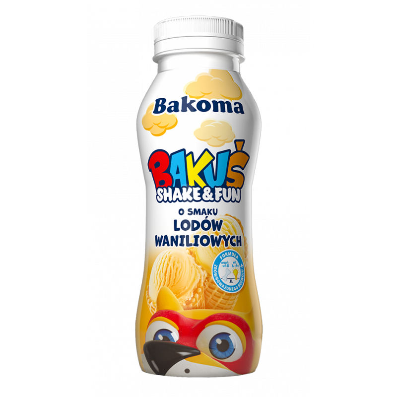 Bebida de leche BAKUS SHAKE&FUN sabor helado de vanillia 230g BAKOMA