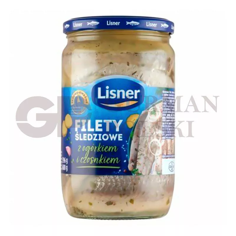 Filetes de arenque con pepinos i ajo 600g  LISNER