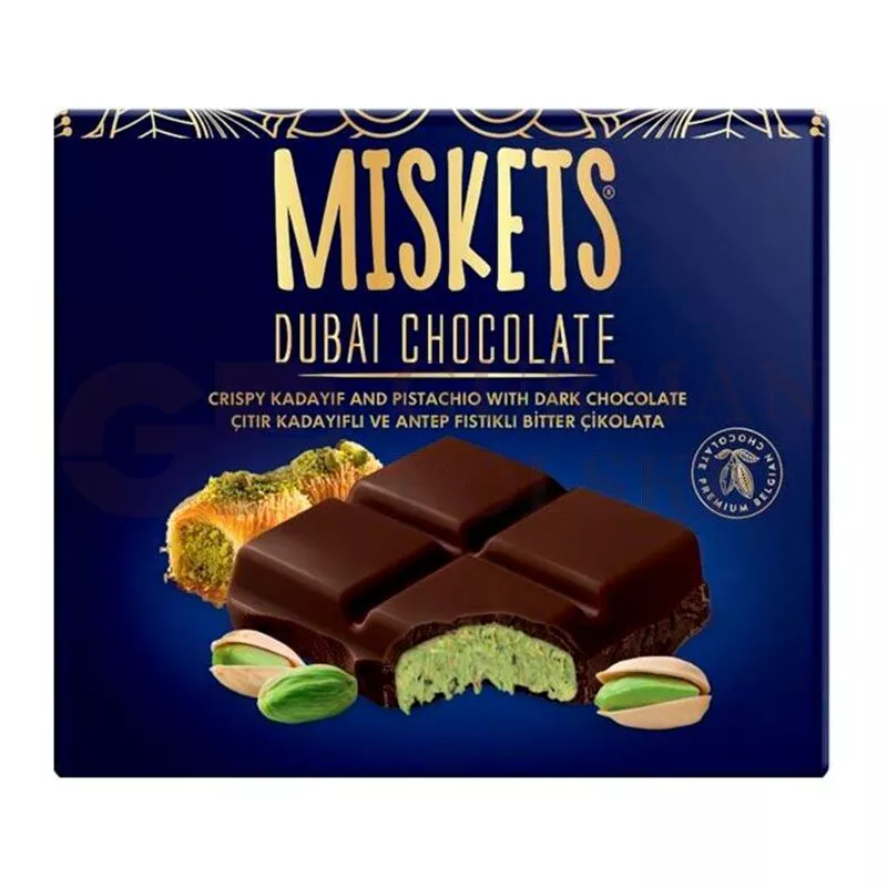 Chocolate negro DUBAI de pistacho con kadayif 100g  MISKETS