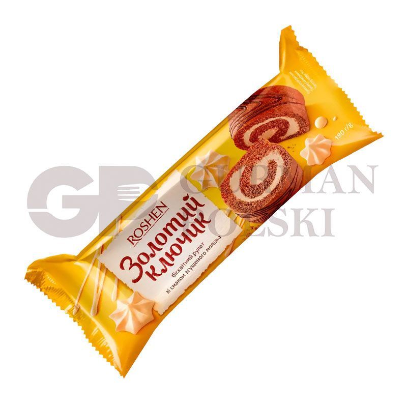 Rollo de bizcocho ZOLOTOY KLYUCHIK sabor leche condensada 180g ROSHEN