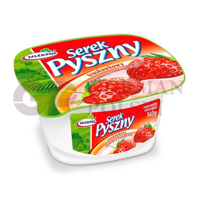 Requeson PYSZNY con sabor de fresa 140gr MLEKPOL