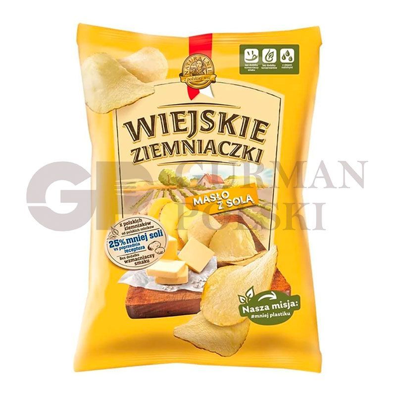 Patatas fritas rurales ZIEMNIACZKI con sabor mantequilla con sal 130g LORENZ