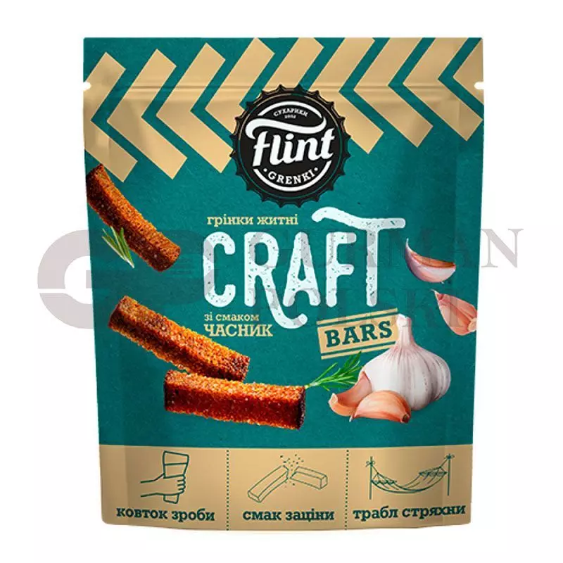Crutones de centeno con sabor a ajo 90g  FLINT