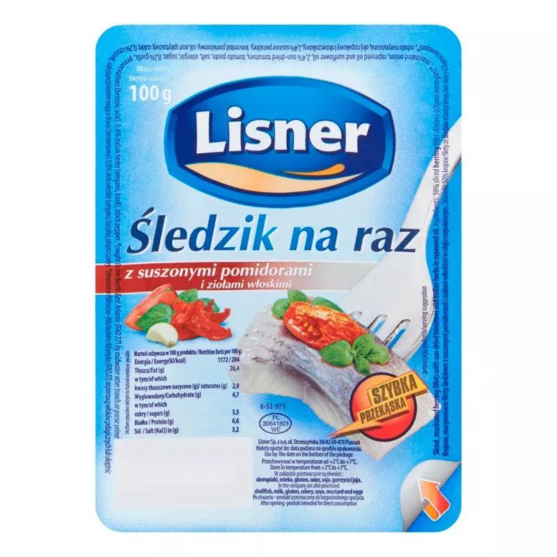 Arenque SLEDZIK NA RAZ con tomate seco 100gr x12 LISNER