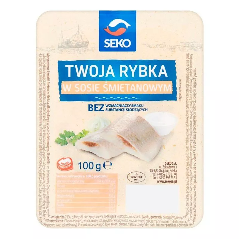 Trozos de arenque en salsa de nata "TWOJA RYBKA" 100gx10 SEKO