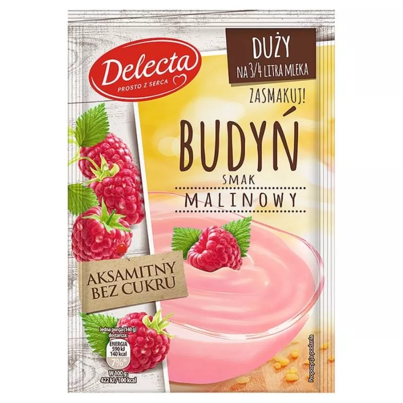 Budin "DUZY BUDYN" con sabor de frambuesa 64gr x25 DELECTA